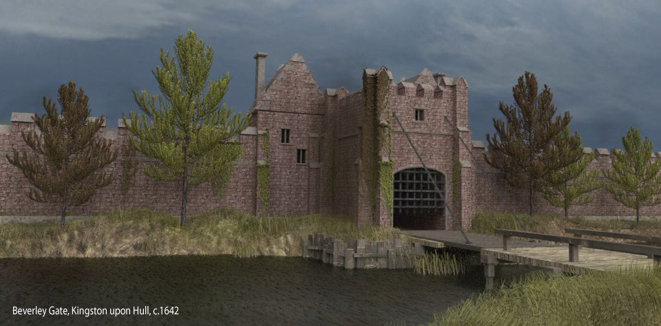 Beverley Gate c.1642, Kingston upon Hull, digital model and visualisation by Hannah Stamp in Blender 3D